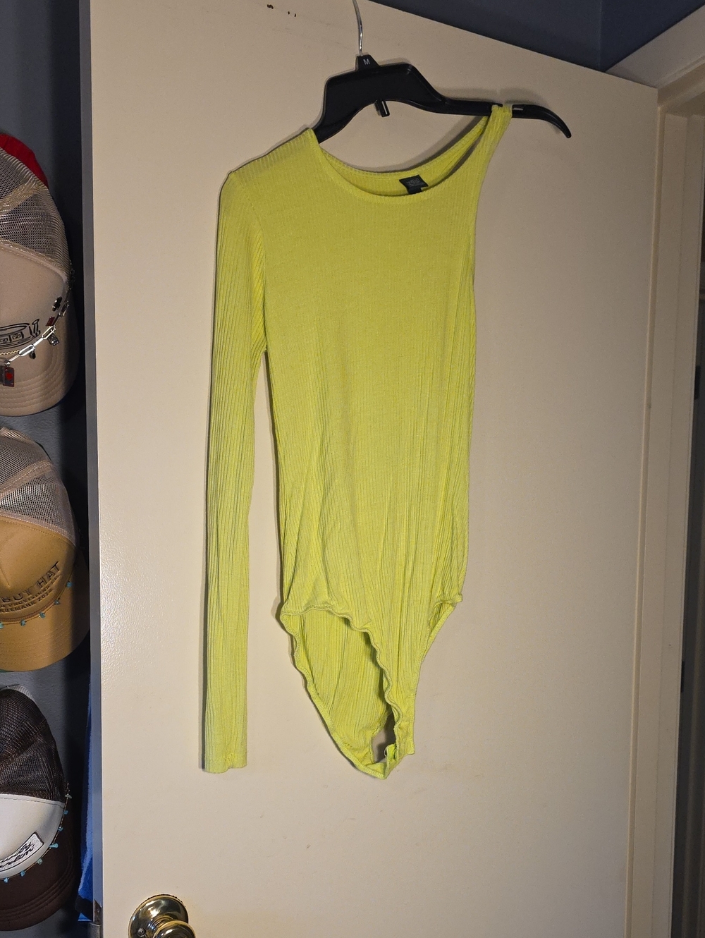 Wuld Fable  Neon Lime One-Shoulder Ribbed Bodysuit